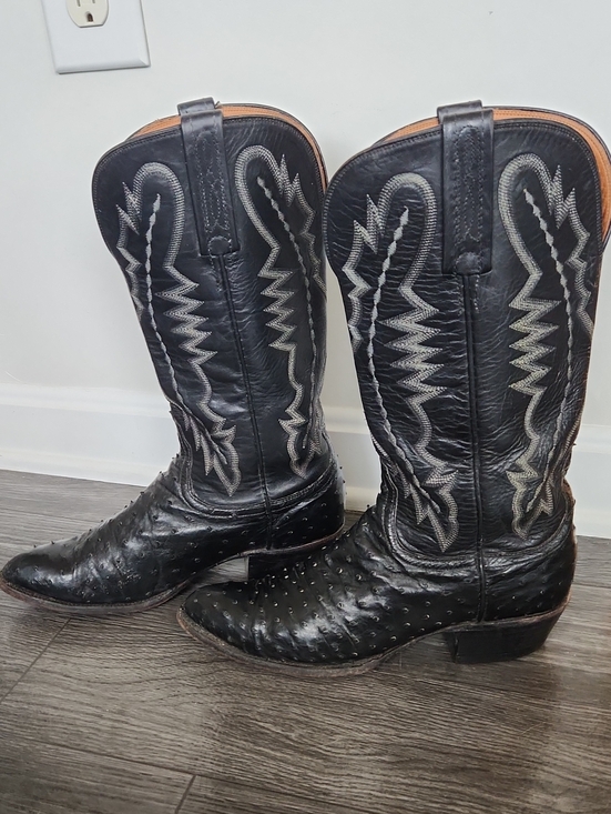 Lucchese Shoes - Lucchese 2000 Black Quill Ostrich Womens Boots 8C